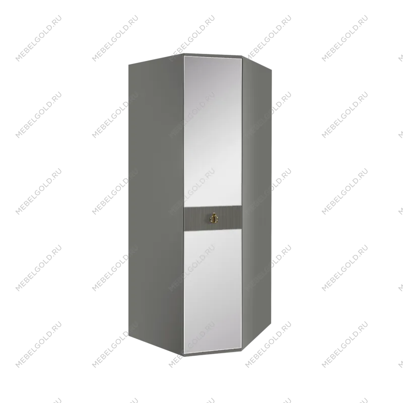 Шкаф угловой с зеркалом Римини СОЛО (Серый/Золото) РМШУ1/1(s)