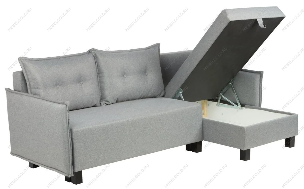 Диван-кровать угловой КИРКАС, 217х90х77 см, светло-серый | изображение 3