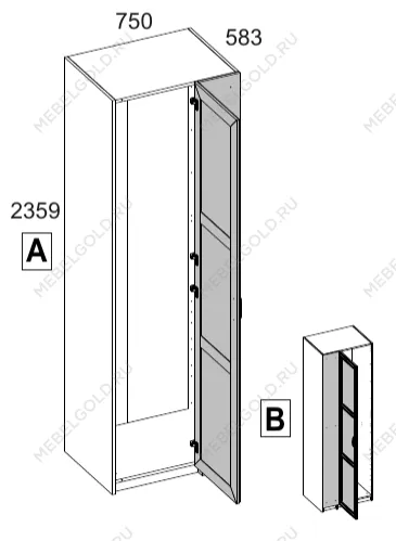 Шкаф угловой ПАКС (PAX) 75/56, белый/орех элия светлый | изображение 2