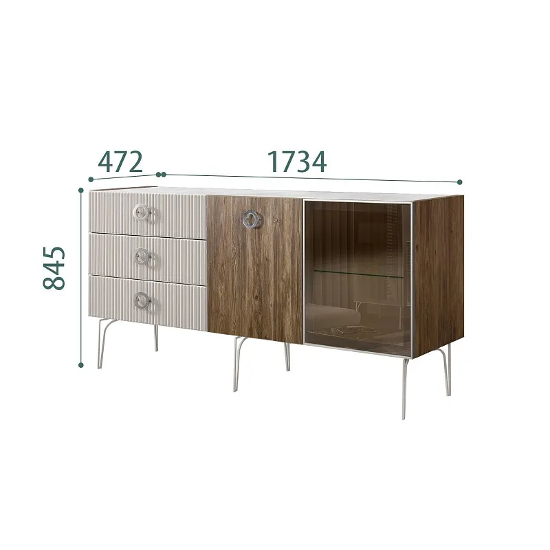 Комод 1.6м Bogemia Woodline Wood Fi (Шелк) (Novabuk/Хром) БМКМ-4[5][10]