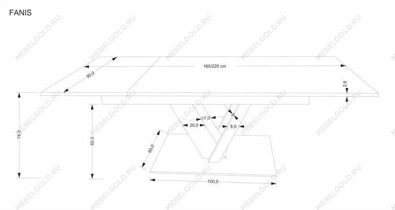 Стол обеденный Halmar FANIS 160 (натуральный/черный) | изображение 16