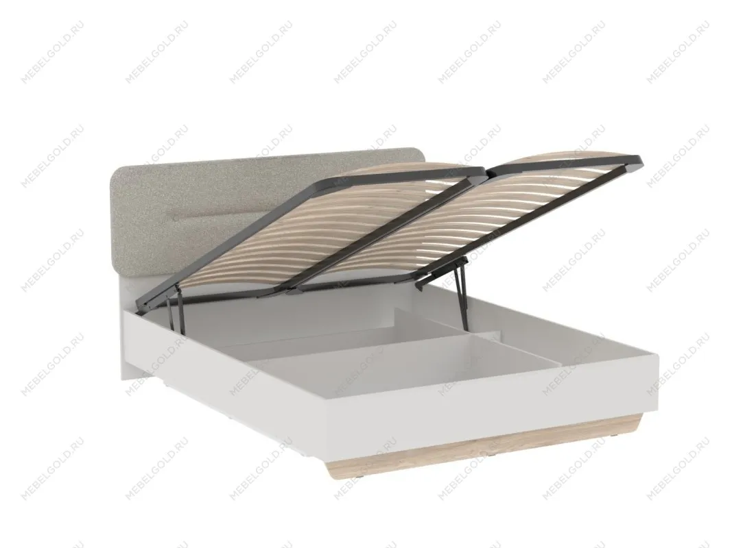 Кровать 1600 с темной мягкой вставкой NEW и подъемным механизмом, Аврора Дуб Мария/Кашемир