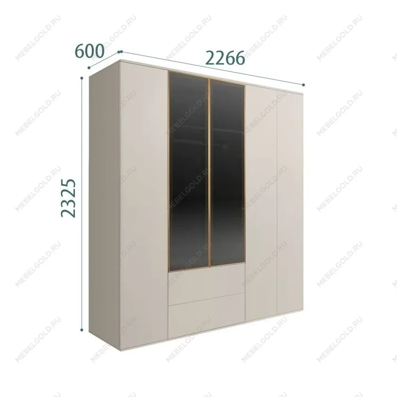 Шкаф 5-ти дв. с ящиками Bogemia Air (Шелк/Золото) БМШ2/52(2)