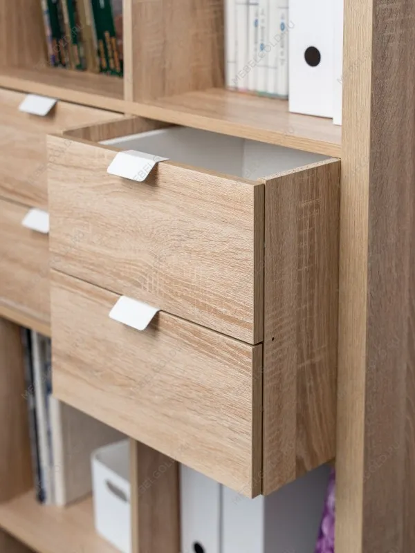 Модуль с двумя ящиками , для стеллажа ФОРА, ручка металл, 33х33х37, дуб беленый | изображение 3