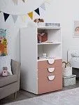 Стеллаж Пикси, с тремя выдвижными ящиками 60x57x120, мечтательный пион | изображение 1
