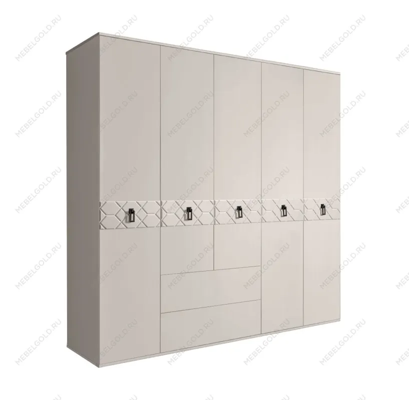 Шкаф 5-ти дверный с ящиками, Bogemia Farfalle (Шелк/Черный) БМШ2/51(Fa)