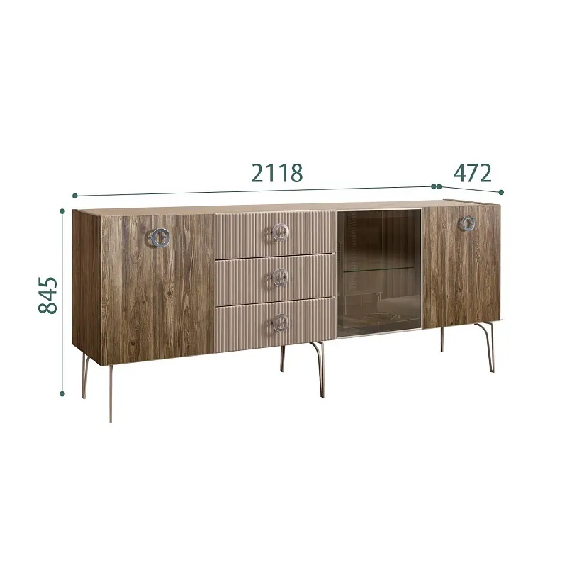 Комод 2.1м Bogemia Woodline Wood Fi (Мокка) (Novabuk/Хром) БМКМ-5[4]