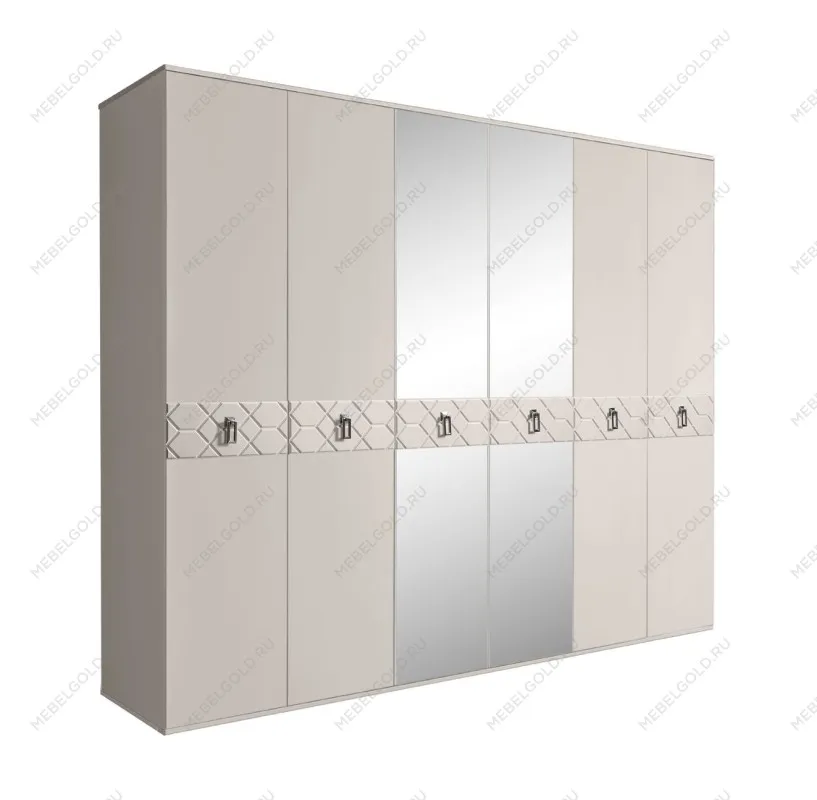 Шкаф 6-ти дв. с зеркалами Bogemia Farfalle (Шелк/Хром) БМШ1/6(Fa)