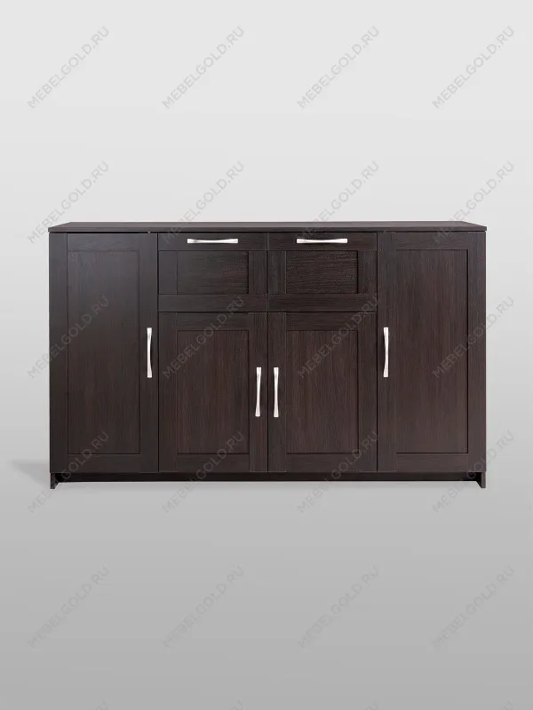 Тумба Сириус, 4 двери и 2 ящика, 156х41х95 см, дуб венге, черно-коричневая | изображение 7