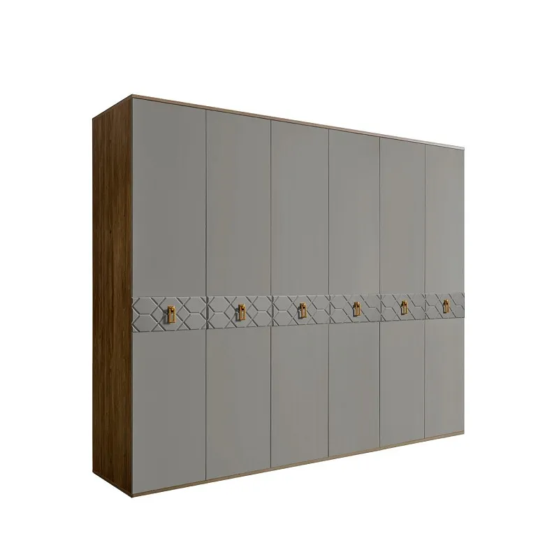 Шкаф 6-ти дв. Bogemia Woodline Fa (Серый/Золото) БМШ2/6(Fa)