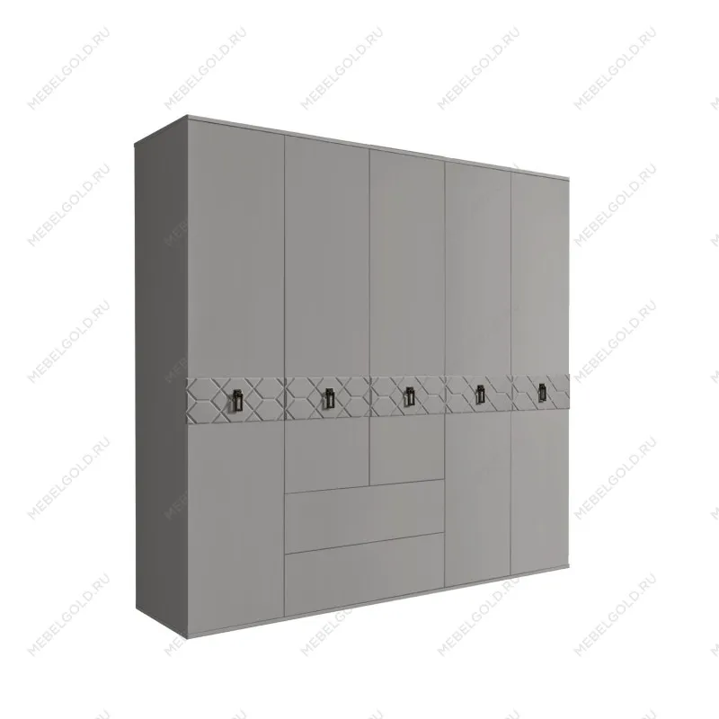 Шкаф 5-ти дверный с ящиками, Bogemia Farfalle (Серый/Черный) БМШ2/51(Fa)