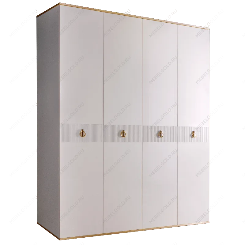 Шкаф 4-х дверный Римини СОЛО (Белый/Золото) РМШ2/4(s)