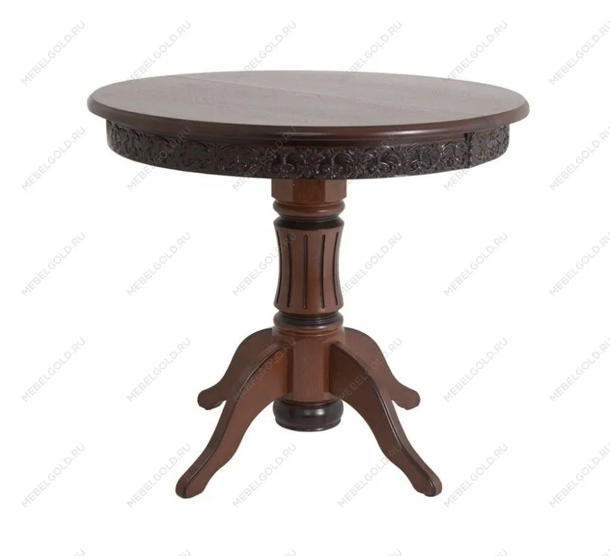 Стол Милорд (90х120 + юбка) т.орех+патина черный