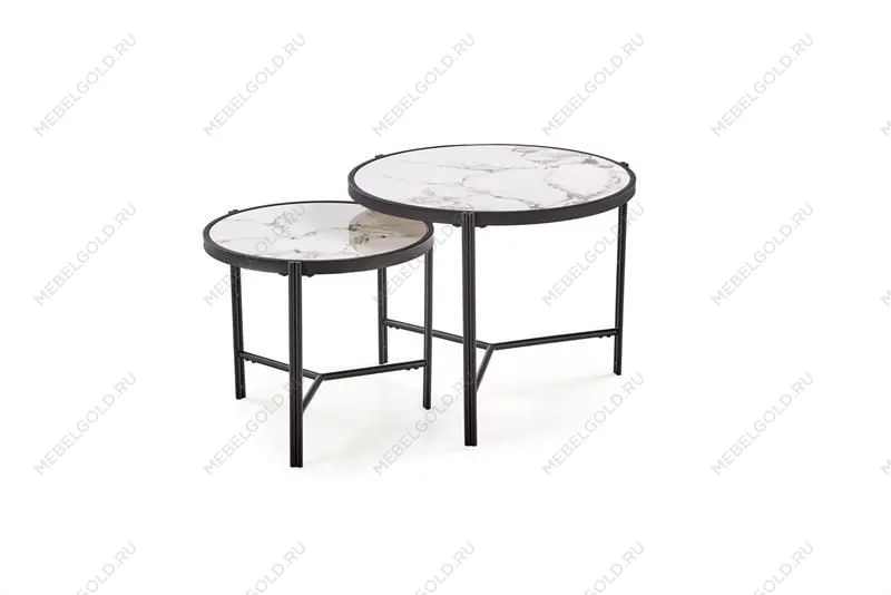 Комплект Halmar FATIMA (2 стола журнальных) (белый мрамор/черный) | изображение 8