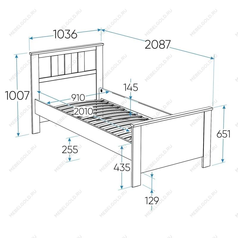 Кровать односпальная Сага, 90х200 см, темно-бирюзовая | изображение 8