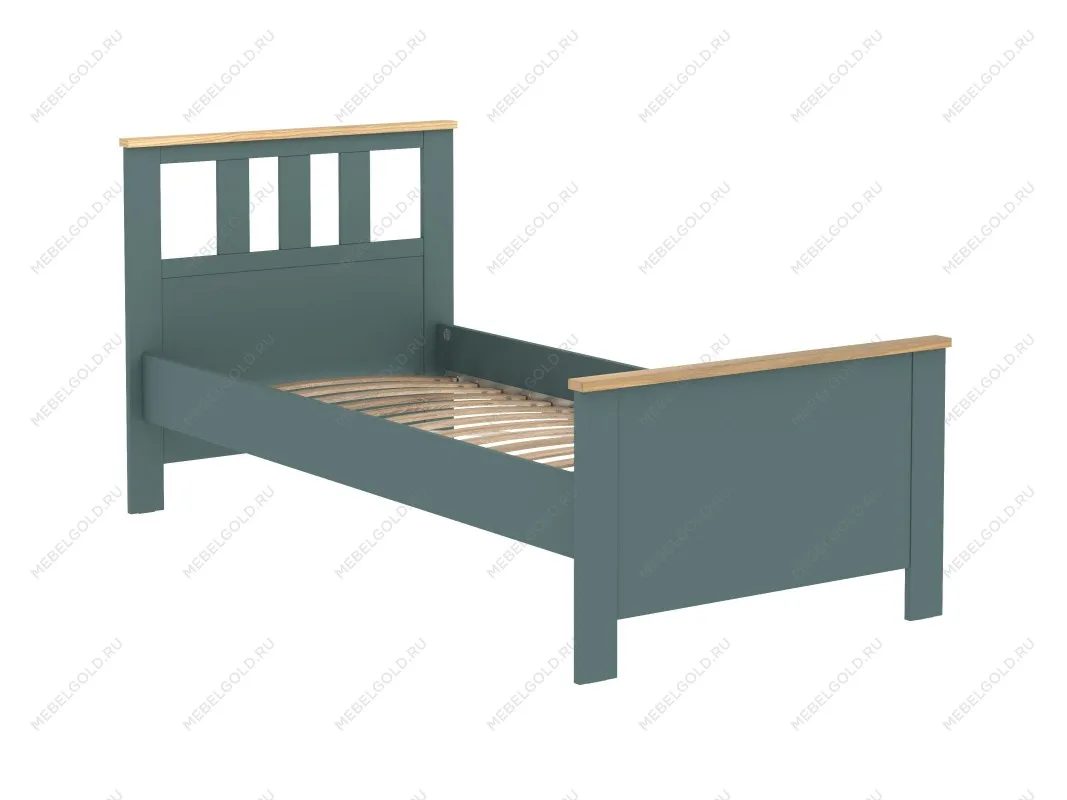 Кровать односпальная Сага, 90х200 см, темно-бирюзовая/ясень | изображение 10