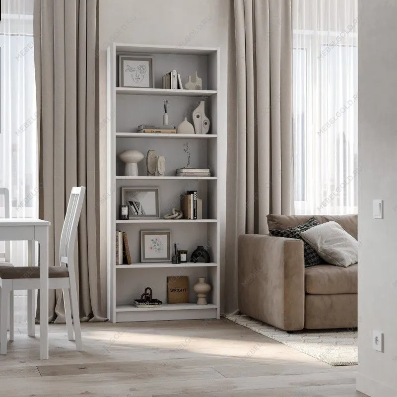 Стеллаж Варма, 6 полок, 78х198х28 см, белый | изображение 2