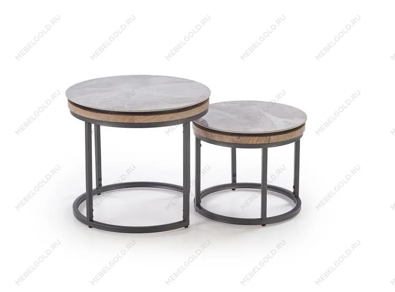 Комплект Halmar ITAKA (2 стола журнальных) (серый мрамор/графит) | изображение 3
