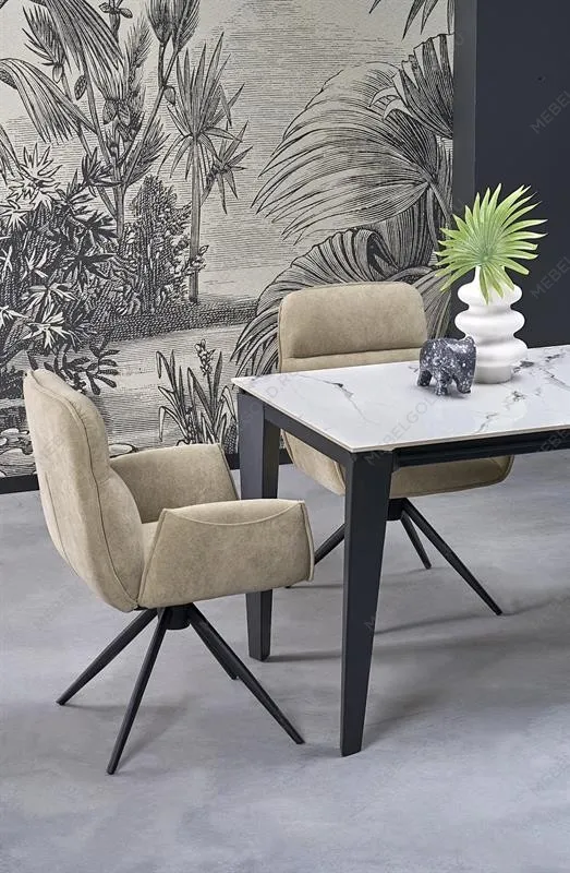 Стол обеденный Halmar FELIX раскладной (белый мрамор/черный) | изображение 14