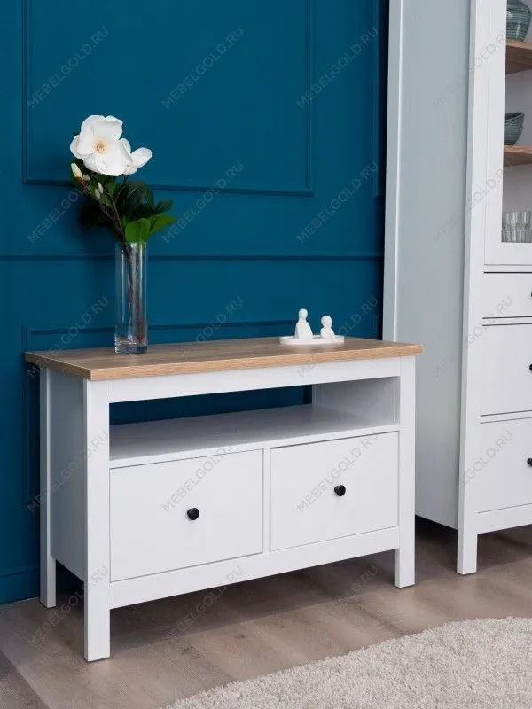 Тумба Сага, 2 ящика, 91х42х63 см, белая/ясень | изображение 1