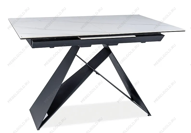 Стол обеденный Signal WESTIN SC раздвижной (эффект белого мрамора/черный мат) | изображение 1