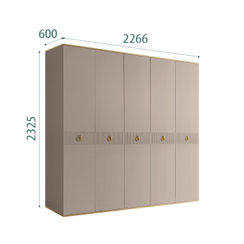 Шкаф 5-ти дверный Римини СОЛО (Мокка/Золото) РМШ2/5(s)