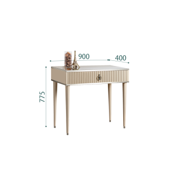 Стол туалетный узкий Римини СОЛО (Ваниль/Серебро) РМСТ-1(s)[9]