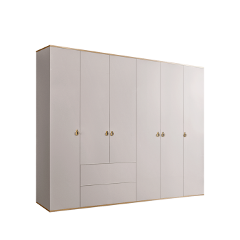 Шкаф 6-ти дверный с ящиками Римини (Слоновая кость/Золото) РМШ2/61