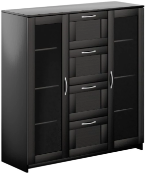 БРИМНЭС / СИРИУС тумба ИКЕА / IKEA 2 двери со стеклом и 4 ящика 117х123 Дуб Венге