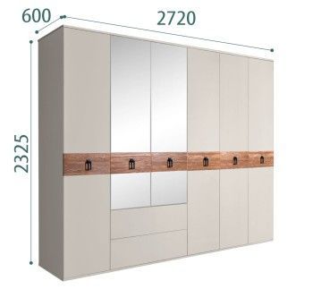 Шкаф 6-ти дверный с зеркалами, с ящиками, Bogemia Wood Fa (Шелк/Черный) БМШ1/61(Wo)