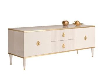 Тумба под телевизор Римини СОЛО (Слоновая кость/Золото) РМТ-3(s)