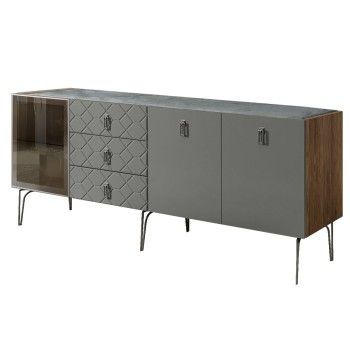 Комод 2.1м Bogemia Woodline Fa (Серый) (Novabuk/Хром) БМКМ-5[4]