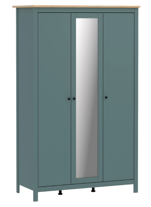 Шкаф распашной Сага, 3 двери, 132х64х215 см, темно-бирюзовый/ясень