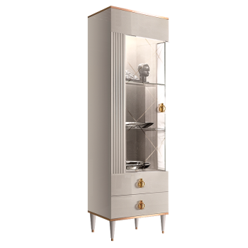 Витрина 1-ств. Римини СОЛО (Белый/Золото) (Левая) РМВ1-1С(s)