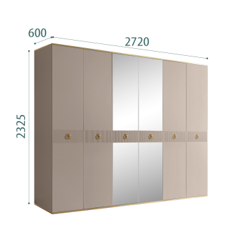 Шкаф 6-ти дверный с зеркалом Римини СОЛО (Мокка/Золото) РМШ1/6(s)