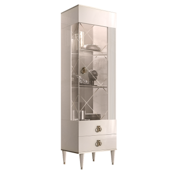 Витрина 1-ств. Римини СОЛО (Слоновая кость/Серебро) (Правая) РМВ1-1С(s)