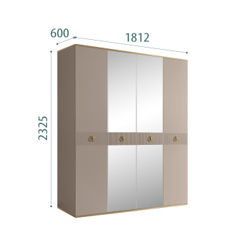 Шкаф 4-х дверный с зеркалом Римини СОЛО (Мокка/Золото) РМШ1/4(s)