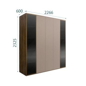 Шкаф 5-ти дв. Bogemia Woodline Air (Мокка/Золото) БМШ2/5(2)