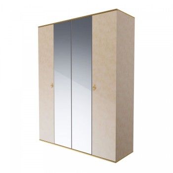 Шкаф 4-х дверный с зеркалом Римини (Латте/Золото) РМШ1/4