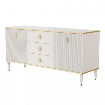 Комод для гостиной 1.6м Римини СОЛО (Слоновая кость/Золото) РМКМ-4(s)