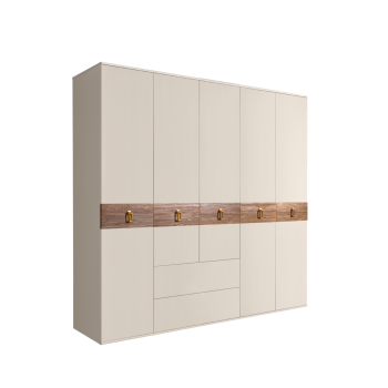 Шкаф 5-ти дверный с ящиками, Bogemia Wood Fa (Слоновая кость/Золото) БМШ2/51(Wo)