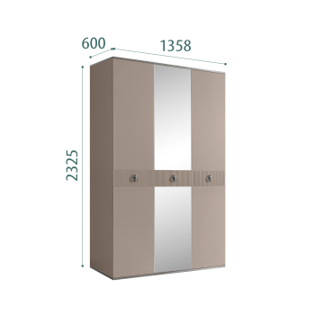 Шкаф 3-х дверный с зеркалом Римини СОЛО (Мокка/Серебро) РМШ1/3(s)