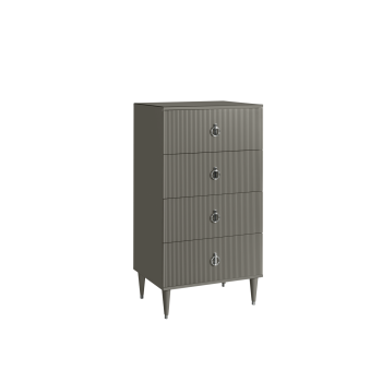 Комод 4 ящика Римини СОЛО (Серый/Серебро) РМКМ-6(s)