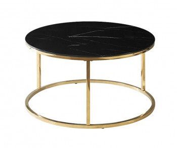 Стол журнальный Signal SABINE (эффект черного мрамора/золотой)