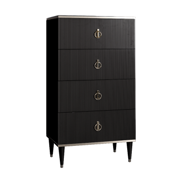 Комод 4 ящика Римини СОЛО (Черный/Серебро) РМКМ-6(s)
