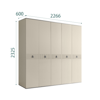 Шкаф 5-ти дверный Римини СОЛО (Ваниль/Серебро) РМШ2/5(s)