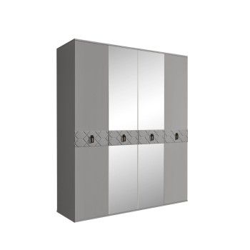 Шкаф 4-х дв. с зеркалами Bogemia Farfalle (Серый/Черный) БМШ1/4(Fa)