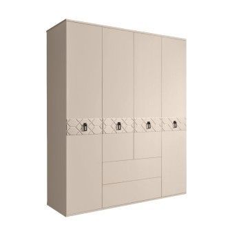 Шкаф 4-х дверный с ящиками, Bogemia Farfalle (Ваниль/Черный) БМШ2/41(Fa)