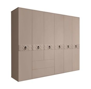 Шкаф 6-ти дверный с ящиками, Bogemia Farfalle (Мокка/Черный) БМШ2/61(Fa)