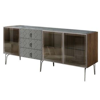 Комод 2.1м Bogemia Woodline Fa (Серый) (Novabuk/Хром) БМКМ-5[5]